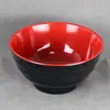 Vajilla de imitación porcelana de melamina de fábrica hilo exterior tazón rojo y negro tazón de sopa puede ser al por mayor