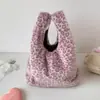 Bolso de Felpa Estilo Coreano, Bolso de Mano para Viajes con Estampado de Leopardo, Bolsa de Regalo de Alta Gama de Gran Capacidad, Bolsa de Almacenamiento Diversa