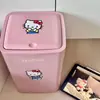 Cubo de basura abatible de gatito con tapa emergente tipo pulsador para baño y cocina del hogar, gran capacidad, diseño de dopamina con tapa