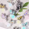 Mariposa de Pedrería 3D Flor Rosa Agujero Recto Cuentas Sueltas DIY Llavero de Teléfono Cadena de Bolso Accesorios Venta al Por Mayor