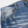 Pantalones acampanados de mezclilla lavada con efecto desgastado de color contrastante, estilo hippie moderno y trendy, ropa casual holgada para hombre, pantalones largos vintage degradados