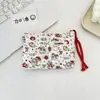5425 bolsa de almacenamiento portátil de algodón acolchado floral acolchado, monedero suave, boca, sobre rojo, almacenamiento de cosméticos y artículos diversos