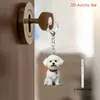 Llavero de Acrílico de Bichón Frisé Blanco Lindo en Plano 2D, Adecuado para Decoración de Bolsos y Llaves de Coche, Ideal