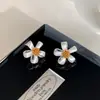 Nuevos Pendientes de Flor Color-Block Frescos Estilo Coreano Metal Genial Aliexpress Pendientes al por Mayor Modernos para Mujer Primavera/Verano 2026