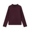 Camiseta Gola Alta Redonda Pudding Haru Girls 2025 Outono e Inverno Nova Cor Lisa Versátil Infantil Gola Alta Meia Manga Camiseta Básica
