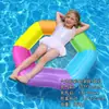 Cama Flutuante Inflável Hexagonal Colorida de Novo Modelo Transfronteiriça para Entretenimento na Piscina de Verão, Tamanho Grande Duplo, Boia Aquática Espessada