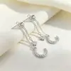 Brincos Pendentes Estrela e Lua com Franjas Elegantes, Venda Quente Transfronteiriça, Estilo Super Fada, Afina o Rosto, Estilo de Luxo Leve, Brincos Versáteis Atacado