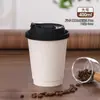 Taza de Café Desechable con Tapa, Taza para Té de Leche de Soya, Taza de Papel Kraft, Taza Comercial para Llevar, Taza de Papel para Bebidas Calientes