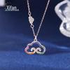 Colar My Crush Nuvem Auspiciosa Colorida Cravejado com Diamantes Prata de Lei S925 Corrente para Clavícula Presente Popular para o Dia dos Namorados Chinês Entrega