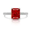 Anel de diamante de alto carbono com corte de flor de gelo retangular colorido para venda ao vivo, anel de diamante de luxo com atmosfera de moda europeia e americana para mulheres
