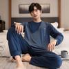 Pijamas homens primavera e outono algodão manga comprida jovens casual outerwear outono homewear plus size terno atacado