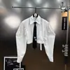 Camisa de Manga Larga Irregular con Solapa de Burbujas para Otoño 2025 con Diseño de Corbata, Camisa Holgada de Moda Callejera de Nicho