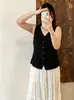 Chaleco de punto para mujer de talla grande, escote en V, corte ajustado, adecuado para superponer, otoño 2026, para mujeres de talla grande, entallado a la cintura, chaleco versátil para usar sobre otras prendas