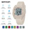 Reloj Electrónico Sanda para Fiesta de Estudiantes con Diseño de Color Vibrante, Reloj Deportivo de Moda con Forma de Barril, Reloj Impermeable Multifuncional Versátil