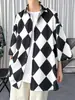 Camisa de Seda Helada de Calle Frita de Gama Alta Tendencia para Hombre Diseño de Moda Nicho Moderna Camisa de Manga Corta Verde Mostaza