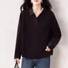 Foto real de la nueva blusa de otoño holgada, adelgazante y elegante para mujeres de talla grande