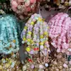 Moda Doce e de Conto de Fadas Estilo Japonês e Coreano Tendência Pingente de Flor de Crisântemo Pequeno Pulseira Tubo Curvo de Pedrinhas Pulseira de Pulso Elegante
