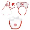 Pedido de comércio exterior Adereços de cosplay para baile de máscaras de Halloween Conjunto de três peças: traje de enfermeira, estetoscópio, faixa de cabeça