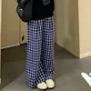 Pantalones anchos de retazos a cuadros estilo coreano Ruth para mujer, otoño 2026, simples y a la moda, de cintura alta, holgados, casuales, largos