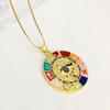 Transfronterizo Nuevo Estilo Bohemio Moda Europea y Americana Gota de Aceite Zircón Redondo Marca Ojo Colgante Collar Mujeres Venta al por Mayor