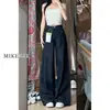 Jeans Wide Leg Versão A Azul Escuro Feminino Verão Novo plus size gordinha Solto Emagrecedor Corpo Pera Calças Preguiçosas