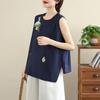 En stock Chal Chino para Mujer Verano Nuevo Bordado Pesado Sentido del Diseño Ligero Guofeng Top