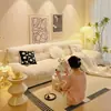 Sofá de Nube Estilo Crema Fila Recta Nueva Moderno Simple Sala de Estar Apartamento Pequeño Sofá de Tela de Dos o Tres Plazas Perezoso