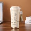 Caneca Térmica de Aço Inoxidável 316 de Alto Valor Estético com Revestimento Interno de Cerâmica, Caneca de Café Lírio-do-Vale, Copo de Água para Uso Externo com Alça para Meninas