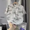 Camiseta de Manga Corta para Hombre de Moda Transfronteriza Holgada de Verano Tie-Dye Casual Moda Masculina Verano Letra Tie-Dye Top