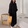 Nuevo Conjunto de Falda y Suéter de Punto Otoño e Invierno para Mujer, Conjunto de Dos Piezas Casual Holgado de Sudadera con Capucha y Falda Corta de Color Sólido