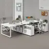 Set de Escritorio y Silla de Oficina para Personal, Estación de Trabajo Blanca Creativa Simple Moderna para 4/6 Personas con Divisor, Escritorio Financiero