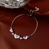 Pulsera Ajustable de Corazón con Lazo de Zirconia, Pulsera Sencilla, Moderna y de Alta Gama, Pulsera de Diseño Personalizado y Versátil