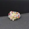 Anillo de Piedra Natural Estilo Étnico Popular Serie Multicolor Cuentas de Grava Anillo Hueco Estilo Bohemio Cuentas de Arroz