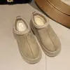 Chinelos de neve de algodão femininos 2026 inverno com forro de fleece plataforma de sola grossa meia-pantufa com forro de pelo