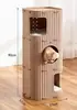 Ninho de gato multicamadas em feltro e estrutura de escalada integrados com um buraco de árvore e arranhador, adequado para todas as estações, estrutura de escalada de túnel para gatos fechada