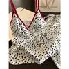 Pijama de Seda Helada para Mujer, Conjunto de Camisola y Pantalón Largo con Estampado de Leopardo para Verano, Ropa de Casa de Alta Gama con Almohadillas en el Pecho, Venta al por Mayor Transfronteriza