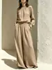 Conjunto de Ropa Casual de Alto Nivel con Cuello Alto Transfronterizo Nuevo Europeo y Americano para Mujer Otoño 2026: Top holgado y pantalón de pierna ancha