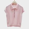 Se Puede Usar en Todas las Estaciones, Suéter de Punto de Cachemira de Manga Corta para Bebé Pequeño para Mujer, Polo de Cachemira Relajado y Versátil para Ropa de Trabajo