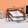 Suporte de arquivos de metal com tela de arame de duas camadas bandeja de dados de duas camadas bandeja de arquivos de dados de desenho suporte de arquivos criativo antiferrugem