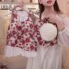 [enviar sombrero] niñas flor de begonia falda floral verano delgada nueva chaleco infantil vestido de viaje verano