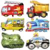 Layout de festa de bebê de 1 ano brinquedos infantis balão de filme de alumínio trem carro de engenharia carro de polícia forma de balão de filme de alumínio