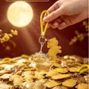 Venta Caliente Año del Cordero Tener Dinero para Gastar Llavero Dorado Oro Puro 999 Correa para Teléfono Colgante de Bolso Empaque de Caja de Regalo Regalo para Conducir