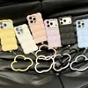 Funda de teléfono de color liso con patrón de olas y nubes, compatible con iPhone 18 y Apple 17 Pro Max, con un anillo en forma de nube y protección contra caídas