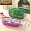 Nueva Caja de Almuerzo de Dibujos Animados Linda con Compartimentos, Caja de Almuerzo para Estudiantes y Niños, Caja de Almuerzo para Cafetería con Cubiertos, Caja de Frutas, Caja Bento