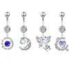 Anillo de ombligo de acero inoxidable con forma de diamante, planeta, Luna, mariposa, amor, clavo de ombligo, joyería para piercing, transfronterizo europeo y americano de Amazon