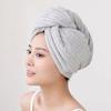Gorro para Secar el Cabello de Forro Polar Coral a Rayas Estilo Japonés, Envoltura Gruesa para la Cabeza, Gorro de Baño Absorbente para Secar el Cabello para Adultos y Niños, Secado Rápido