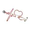 Broche Creativo de Dibujos Animados Europeos y Americanos Estetoscopio Estéreo Doctor Enfermera Forma de Corazón Electrocardiograma Gota de Aceite Insignia Pecho Al por Mayor