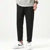 Pantalones Casuales de Verano de Algodón Peinado de Alta Torisión para Hombre, Holgados, Combinan con Todo, Cónicos, No se Arrugan, Color caqui albaricoque