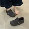 Sola Super Macia~Tecido de Lã Aumento Oculto de Altura Cobertura Total Sapatos Birkenstock para Mulheres Outono 2025 Novo Estilo Slip-On Sapatos Preguiçosos Fáceis de Usar Sapatilhas