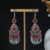 Pendientes geométricos redondos de estilo étnico transfronterizo europeo y americano, con borlas largas y atracciones turísticas retro bohemias.